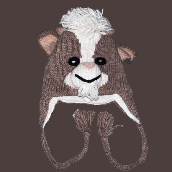 100% Wool Outer Goat Earflap Pom Pom Hat O/S - Picture 1 of 4
